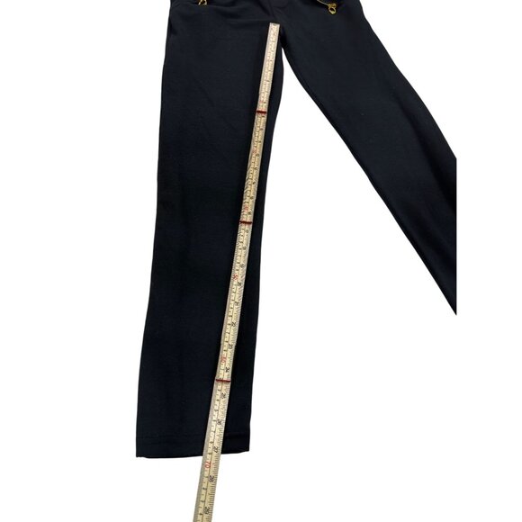 Black Womens Slim Fit Cotton/Polyester Pants With Gold Zipper Accents - Picture 6 of 10